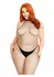 Plus Net Racer Neck Backless Bodystocking Black One Size