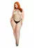 Plus Net Racer Neck Backless Bodystocking Black One Size