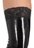 LateX Lace-Pattern Thigh-High Stockings L Black Rubber Finish