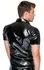 Black Level Vinyl Polo Shirt XL - Shiny Slim-Fit, Press Studs, Black
