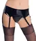 Black Level Vinyl Suspender Belt L - 6 Adjustable Straps, Shiny Black