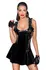 Noir Handmade Vinyl Dress Black Ruffle S, Fitted Waist, Flared Skirt