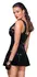 Noir Handmade Vinyl Dress Black Ruffle S, Fitted Waist, Flared Skirt