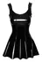 Noir Handmade Vinyl Dress Black Ruffle S, Fitted Waist, Flared Skirt