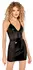 Black Level Vinyl Mini Dress with Mesh Inserts, Size S, Adjustable Straps