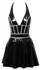 Black Level Vinyl Halterneck Dress Silver Trim XL Flared Skirt