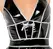 Black Level Vinyl Halterneck Dress Silver Trim S - Shiny Flared Mini