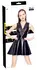 Black Level Vinyl Dress XL with Lace V-Insert, Shiny Black Finish