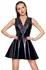 Black Level Vinyl Dress XL with Lace V-Insert, Shiny Black Finish