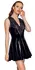 Black Level Vinyl Dress XL with Lace V-Insert, Shiny Black Finish