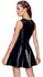Black Level Vinyl Dress XL with Lace V-Insert, Shiny Black Finish