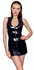 Black Level Vinyl Mini Dress XL Shiny Black, Front Zip, Back Lacing