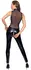 Black Level Vinyl Jumpsuit XL - Shiny Clubwear with Powernet Back