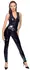 Black Level Vinyl Jumpsuit S with Powernet Back and Decorative Belt