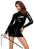 Noir Handmade Zip Front Shiny Mini Dress XL Black