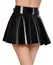 Black Level Vinyl Flared Mini Skirt with Buckles, Size M