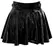 Black Level Vinyl Flared Mini Skirt with Buckles, Size M