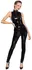 Black Level Shiny Vinyl Jumpsuit S - Sleeveless, 2-Way Zipper, Black