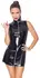 Black Level Vinyl Mini Dress S - Shiny Black, Front Zip, Sleeveless