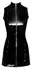 Black Level Vinyl Mini Dress S - Shiny Black, Front Zip, Sleeveless