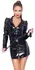 Black Level Vinyl Mini Coat Dress XL - Shiny Black, Waist-Emphasizing
