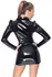 Black Level Vinyl Mini Coat Dress XL - Shiny Black, Waist-Emphasizing