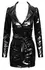 Black Level Vinyl Mini Coat Dress XL - Shiny Black, Waist-Emphasizing