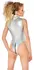 Black Level Silver Vinyl Bodysuit XL - High Neck & 2-Way Zip