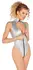 Black Level Vinyl Body Silver M - Shimmering One-Piece with High Collar