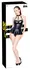 Black Level Vinyl Bodysuit with Flared Skirt, Adjustable Straps, Size M