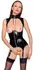 Black Level Vinyl Basque M with Open Cup, Shaping Bones, Adjustable Straps