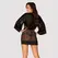 Obsessive Allunes Peignoir 2XL/3XL Black Satin Animal Print Robe