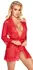 Kissable Kimono Red L/XL with Gold-Shimmer Lace, Satin Belt