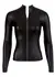 Black Level Long Sleeve Zip Top M Shiny Black Fitted Polyester