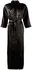Cottelli Collection Kimono Black S/M Satin Robe with Tie Belt
