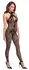 Noir Handmade Mesh Catsuit XL with 3-Way Zipper, Floral Velvet Pattern