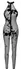 Noir Handmade Mesh Catsuit XL with 3-Way Zipper, Floral Velvet Pattern