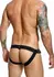 DNGEON Snap Jockstrap Black Faux Leather Chain-Link Front L/XL