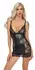 Noir Handmade Powerwetlook Mini Dress with Lace XL Black