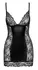 Noir Handmade Powerwetlook Mini Dress with Lace XL Black