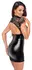 Noir Handmade Lace Dress M - Black Powerwetlook & Lace Design