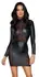Noir Handmade Dress XL Black Matte Long Sleeve with Mesh Detail