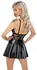 Noir Handmade Lace & Wet Look Dress XL - Elegant Contrast Design
