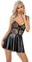 Noir Handmade Dress L - Elegant Lace & Wet Look, Adjustable Straps
