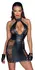 Noir Handmade Dress L - Matte & Sheer Velvet Panel, Halterneck, Black