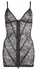 Cottelli LINGERIE Lace Dress S Black Floral Wet Look Adjustable Straps