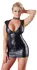 Cottelli Collection Wet Look Dress S Black with Front 2-Way Zip