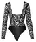 Noir Handmade Lace and Wet Look Long Sleeve Body XL