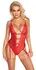 Kissable Body Red S/M - Elegant Lace Suspender Bodysuit, Gold Details