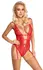 Kissable Body Red S/M - Elegant Lace Suspender Bodysuit, Gold Details